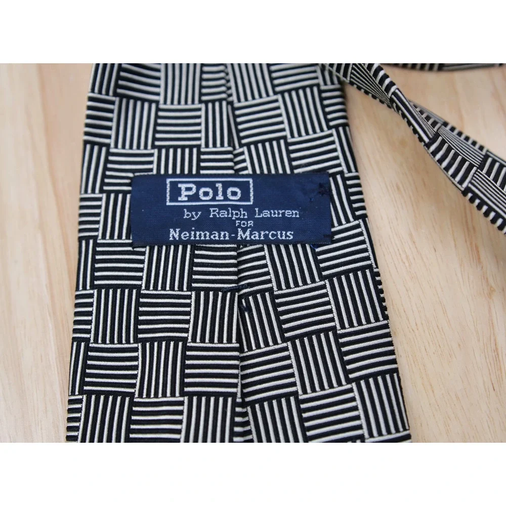 Polo by Ralph Lauren Neiman Marcus Tie Mens 100% Silk Geometric Handmade USA